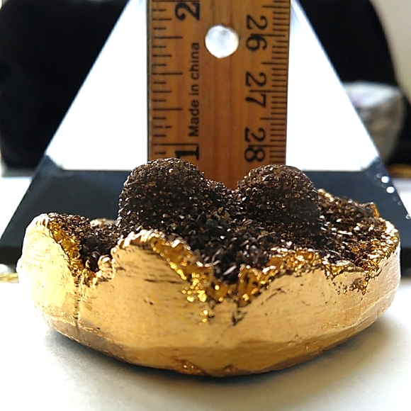 VTG EST. 18K /STERLING SILVER Vermeil NATURAL Druzy Heart Pendant Necklace 440ct - Picture 14 of 16